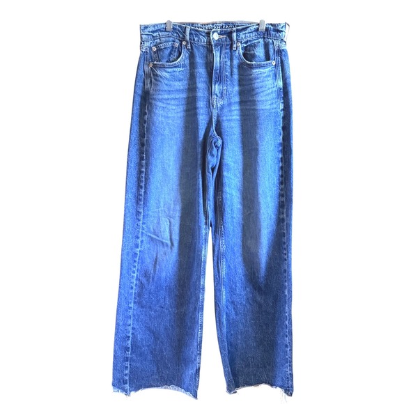 American Eagle Jeans Size 8 Super High Rise Baggy Wide Leg Jeans Blue - Picture 2 of 10